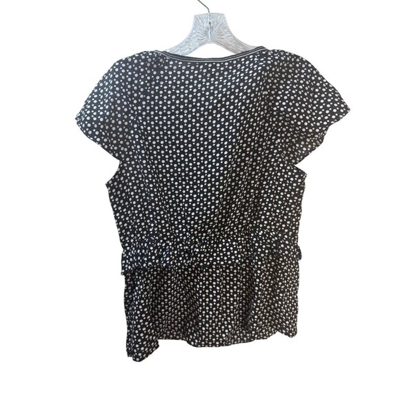 Max Studio Womens Polka Dot Ruffle Blouse M Black/White - Picture 8 of 12